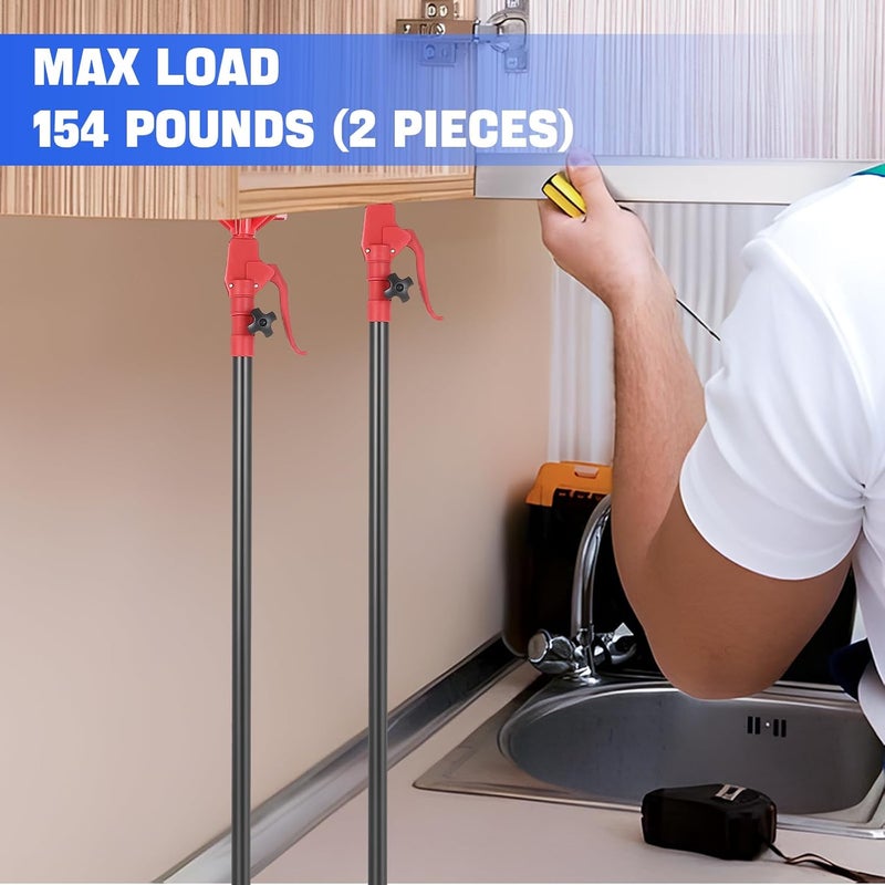 Dollate Cabinet Jack Support Pole, 45"-114" Drywall Lifts Support Poles Adjustable for Drywall Lifts Installing Cabinet, Drywall Jack, Cargo Bars with 154 Lbs Capacity 2-Pack - Image 4